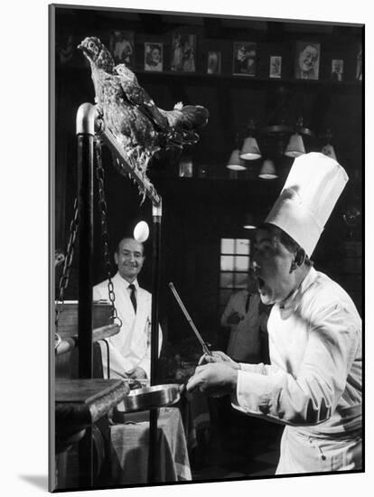French Restaurant Owner Sam Letrone Entertaining Patrons with His Performing Chicken-Loomis Dean-Mounted Photographic Print