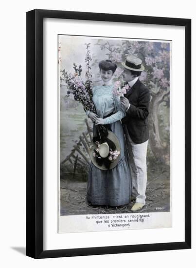 French Romantic Postcard, C1900-null-Framed Giclee Print