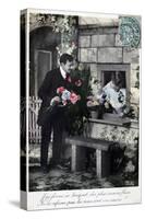 French Romantic Postcard, C1900-null-Stretched Canvas