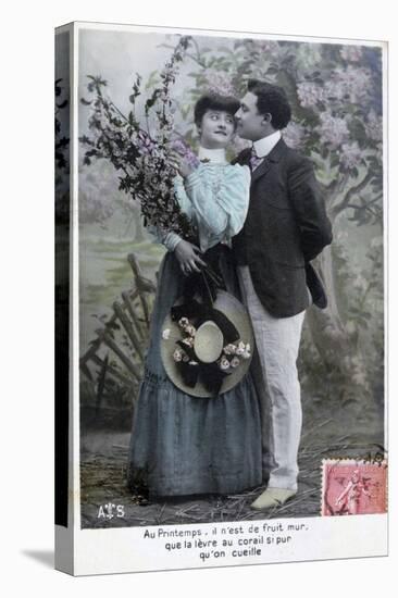 French Romantic Postcard, C1900-null-Stretched Canvas