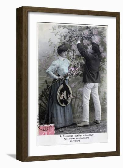 French Romantic Postcard, C1900-null-Framed Giclee Print