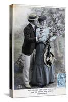 French Romantic Postcard, C1900-null-Stretched Canvas