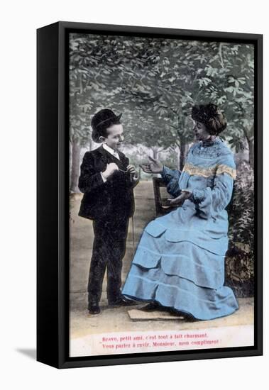 French Romantic Postcard, C1900-null-Framed Stretched Canvas