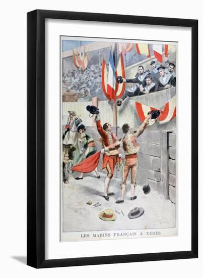 French Sailors Watching a Bull Fight, Xeres, Spain, 1899-Eugene Damblans-Framed Giclee Print