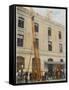 French Sapeurs-Pompiers Use a Long Ladder to Reach the Highest Floors of a Burning Building-null-Framed Stretched Canvas