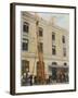 French Sapeurs-Pompiers Use a Long Ladder to Reach the Highest Floors of a Burning Building-null-Framed Photographic Print