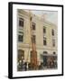 French Sapeurs-Pompiers Use a Long Ladder to Reach the Highest Floors of a Burning Building-null-Framed Photographic Print