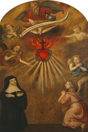 Adoration of the Sacred Heart of Jesus by Margaret Mary Alacocque, 1647-90, and an Angel, 1715