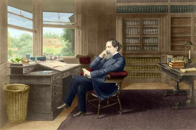 Charles Dickens in his study in Gadshill, 1865-70
