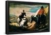 French School. Don Quixote and Sancho Panza. 19th century-HONORE DAUMIER-Framed Poster