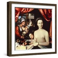 French School. Lady in Her Bath. La Dame Au Bain, 1570-François Clouet-Framed Giclee Print