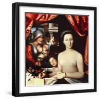 French School. Lady in Her Bath. La Dame Au Bain, 1570-François Clouet-Framed Giclee Print