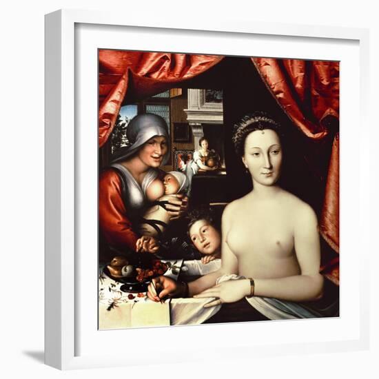 French School. Lady in Her Bath. La Dame Au Bain, 1570-François Clouet-Framed Giclee Print