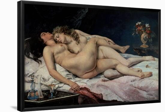 French school. Sleep. Le Sommeil. 1866. Oil on canvas (135 x 200 cm). Paris, musée du Petit Palais-Gustave Courbet-Framed Poster