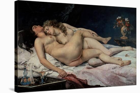French school. Sleep. Le Sommeil. 1866. Oil on canvas (135 x 200 cm). Paris, musée du Petit Palais-Gustave Courbet-Stretched Canvas