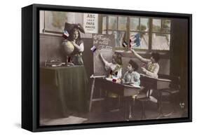 French Schoolkids-null-Framed Stretched Canvas