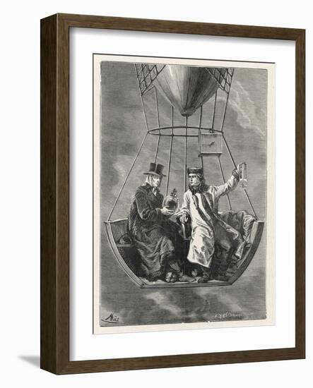 French Scientists Gay-Lussac and Biot Conduct Scientific Observations in a Balloon-null-Framed Art Print