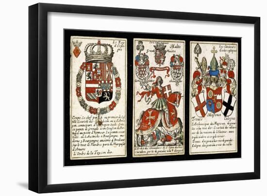 French Seventeenth-Century Heraldic Playing Cards, C.1658-Claude Orance Fine de Brianville-Framed Giclee Print