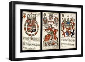 French Seventeenth-Century Heraldic Playing Cards, C.1658-Claude Orance Fine de Brianville-Framed Giclee Print