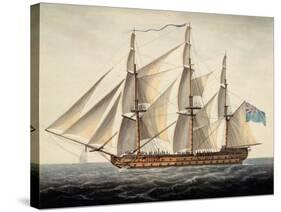 French Ship 'Sans Pareil' 3Rd Rate, 80 Guns, Captured at First of June, C.1800 (Watercolour)-Dominic Serres-Stretched Canvas