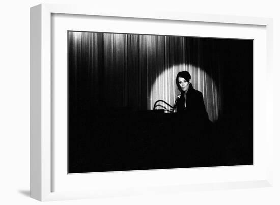 French Singer Barbara Onstage in a Cabaret, Paris 1971-null-Framed Photo