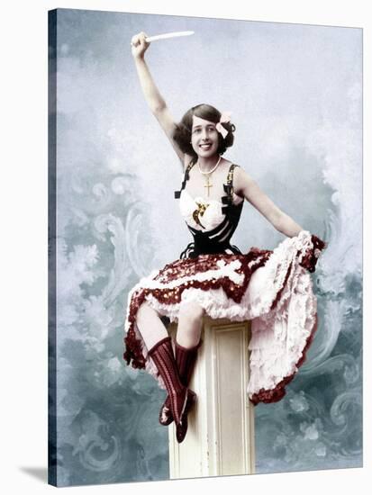 French Singer Jeanne Bourgeois Aka Mistinguett (1875-1956) in, 1902. Colorized Document-null-Stretched Canvas