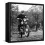 French Singer Ricet Barrier (Maurice-Pierre Barrier) on a Moto April 1965-null-Framed Stretched Canvas