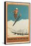 French Ski Poster with Ski Jumper-null-Framed Stretched Canvas