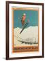 French Ski Poster with Ski Jumper-null-Framed Art Print