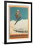 French Ski Poster with Ski Jumper-null-Framed Art Print