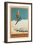 French Ski Poster with Ski Jumper-null-Framed Art Print