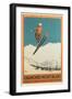 French Ski Poster with Ski Jumper-null-Framed Art Print