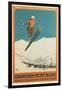 French Ski Poster with Ski Jumper-null-Framed Art Print