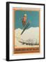 French Ski Poster with Ski Jumper-null-Framed Art Print