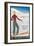 French Ski Poster with Woman Skier-null-Framed Art Print