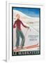 French Ski Poster with Woman Skier-null-Framed Art Print