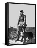 French Soldier and Dog Wearing Gas Masks on the Western Front, 1917-null-Framed Stretched Canvas