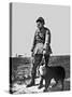 French Soldier and Dog Wearing Gas Masks on the Western Front, 1917-null-Stretched Canvas