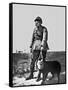 French Soldier and Dog Wearing Gas Masks on the Western Front, 1917-null-Framed Stretched Canvas