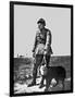 French Soldier and Dog Wearing Gas Masks on the Western Front, 1917-null-Framed Photographic Print