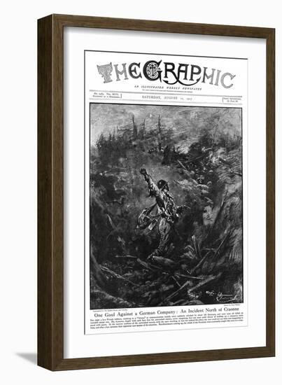 French Soldier Fights Off German Attack, Craonne-Paul Thiriat-Framed Art Print