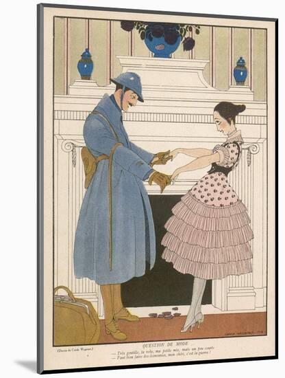 French Soldier Returns Home from the Front and Receives a Warm Welcome from His Loved One-Gerda Wegener-Mounted Art Print