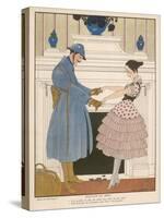French Soldier Returns Home from the Front and Receives a Warm Welcome from His Loved One-Gerda Wegener-Stretched Canvas