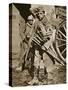 French soldier with wooden crosses to be placed on temporary graves, World War I, c1914-c1918-Unknown-Stretched Canvas