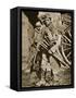 French soldier with wooden crosses to be placed on temporary graves, World War I, c1914-c1918-Unknown-Framed Stretched Canvas