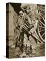 French soldier with wooden crosses to be placed on temporary graves, World War I, c1914-c1918-Unknown-Stretched Canvas