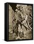 French Soldier with Wooden Crosses to Be Placed on Temporary Graves-null-Framed Stretched Canvas