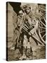 French Soldier with Wooden Crosses to Be Placed on Temporary Graves-null-Stretched Canvas