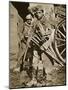 French Soldier with Wooden Crosses to Be Placed on Temporary Graves-null-Mounted Photographic Print