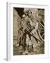 French Soldier with Wooden Crosses to Be Placed on Temporary Graves-null-Framed Photographic Print